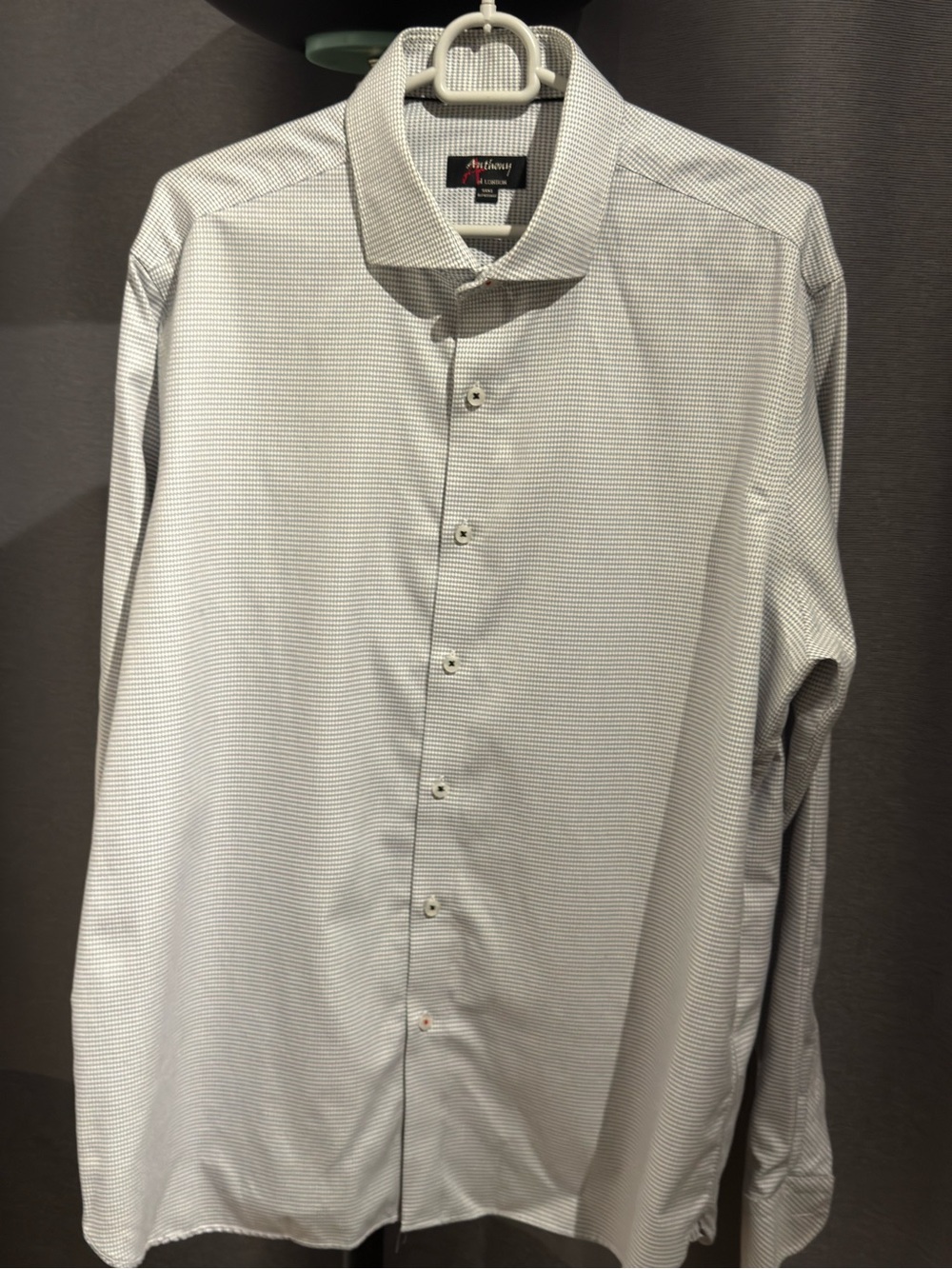 Light Gray Micro-Check Dress Shirt